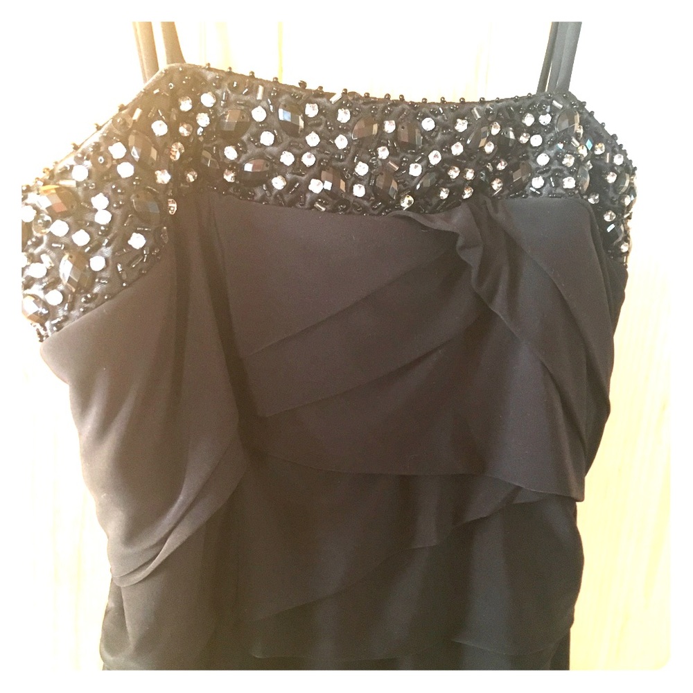 Floor Length Black Prom Dress.